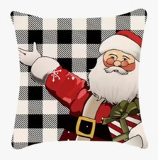 Whimsical Vintage Santa Claus Christmas Throw Pillow Cover Holiday Home Decor