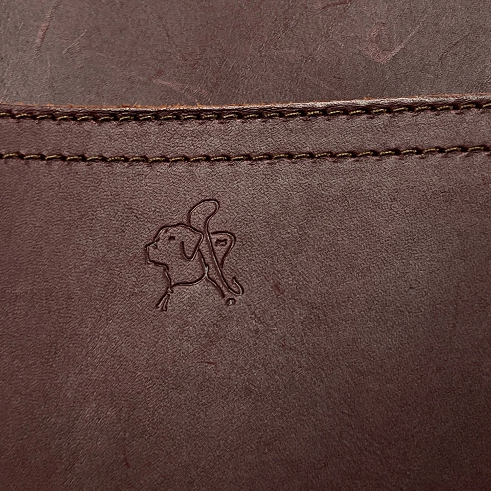 Maletín delgado clásico grande de cuero con respaldo marrón café oscuro bolsa de viaje Foto 3 de 4