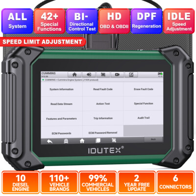 Heavy Duty Truck Diesel OBD2 Scanner Diagnostic Tool Speed Limit Adjustment DPF