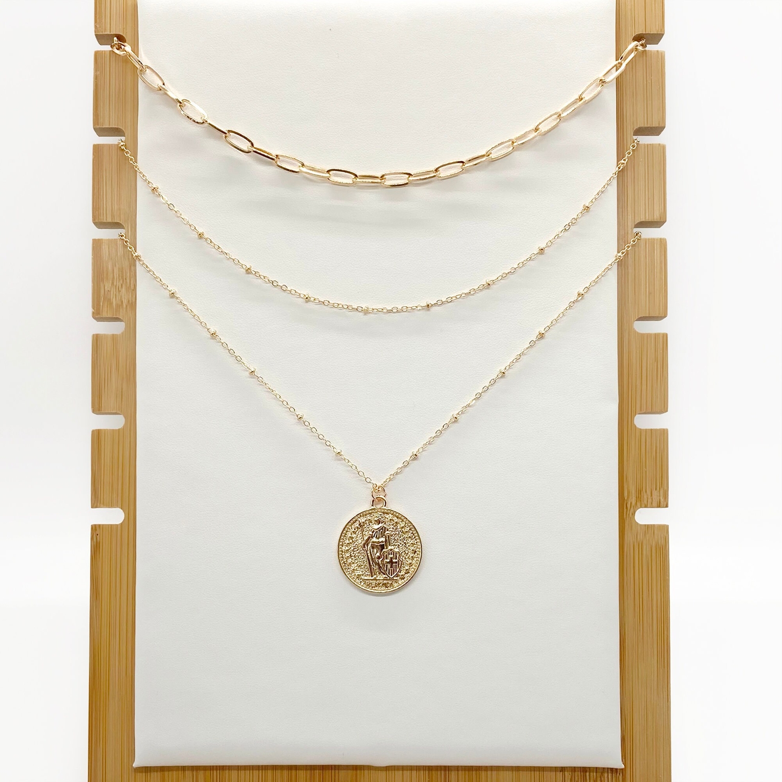 Gold Coin Necklace Virgin Mary Necklace with Layered Gold Chains eBay