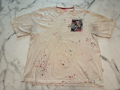 Marvel Spiderman T Shirt Paint Splatter Comic Graphic Single Stitch Size XL