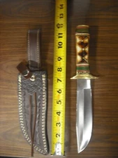 Chipaway Cutlery 7.5" Fixed Blade Composite Handle Knife w/ Leather Sheath