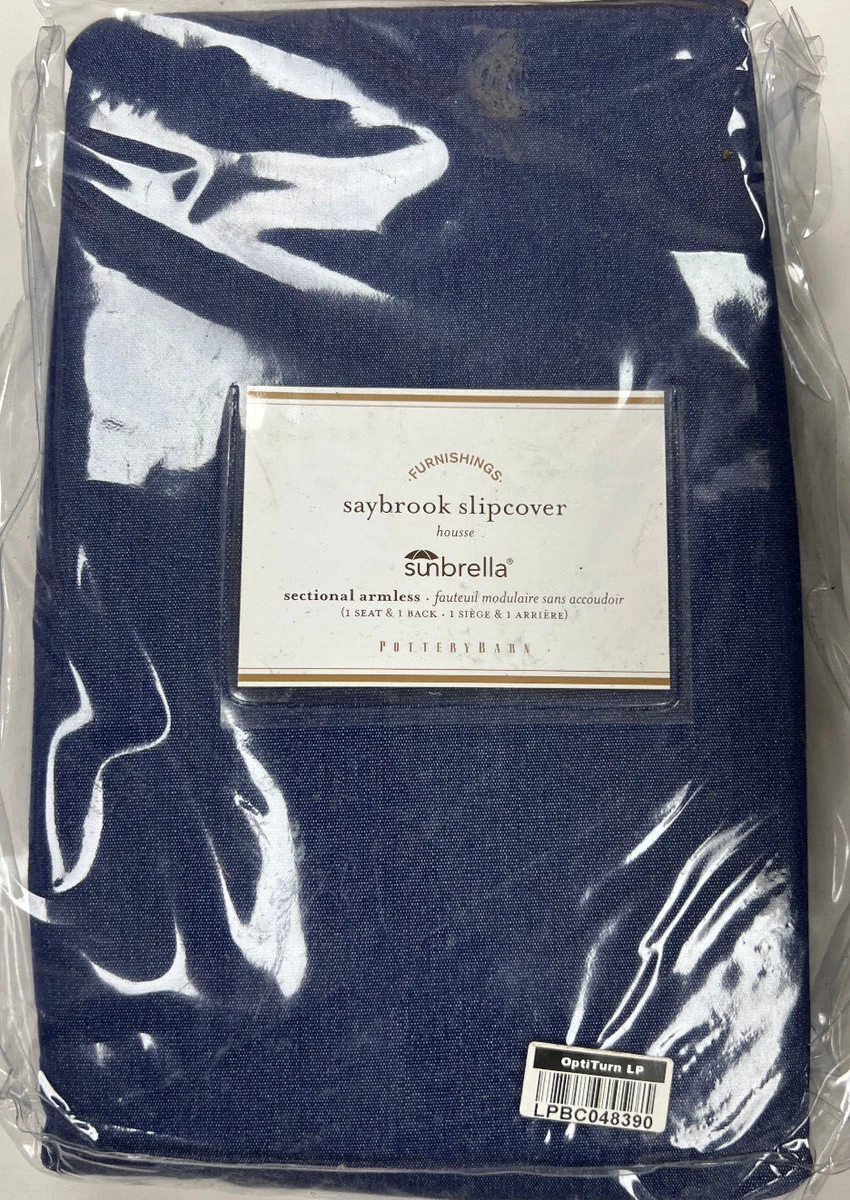 Pottery Barn Saybrook Furniture Cover Sectional Chair Slipcover Cadet Blue