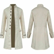 Men Victorian Frock Coat Steampunk Tailcoat Long Jacket Vamp Gothic Retro Casual