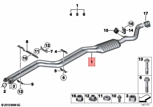 Genuine BMW E81 E87 130i Exhaust Pipes With Primary Silencer 
