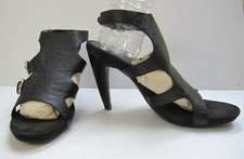 NINE WEST SHOES LEATHER BLACK SIZE 8M OPEN TOE High Heels Classic