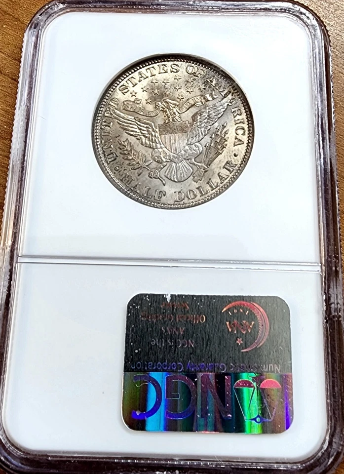 CHOICE 1912 Barber Half Dollar 50C NGC MS62 Brilliant Uncirculated, Nice Toning - Image 2 of 4