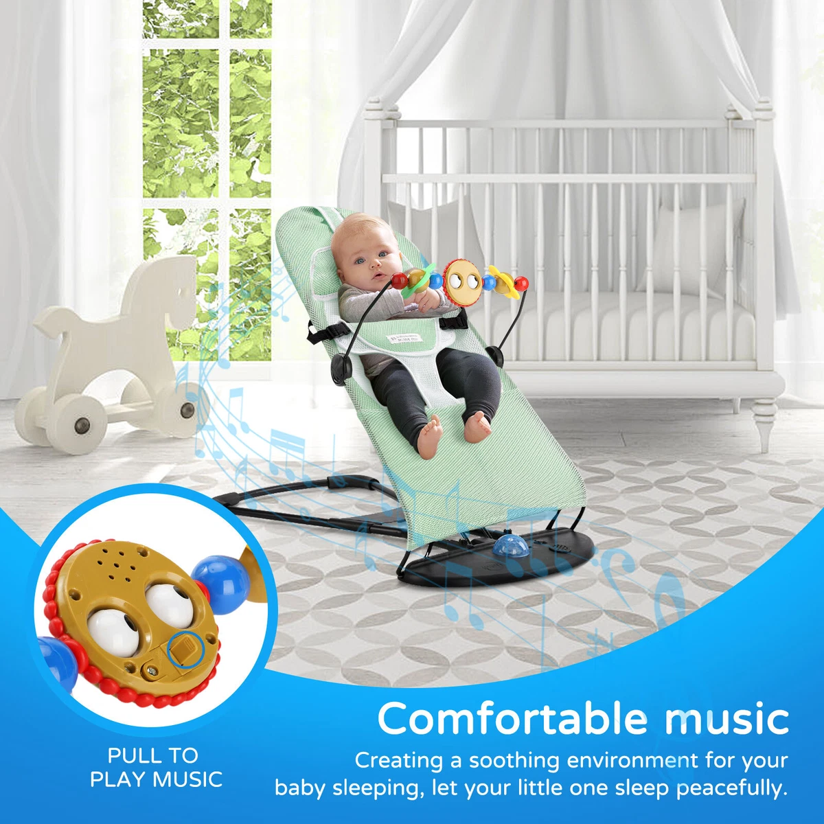 Automatic Comfort Rocking Chair Baby Sleeping Cradle Recliner Toy