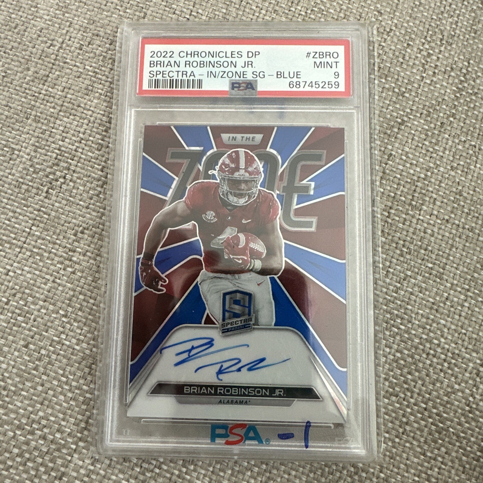 Brian Robinson Jr. Panini Chronicles Draft Picks Spectra in the Zone Signatures #ZBRO Blue