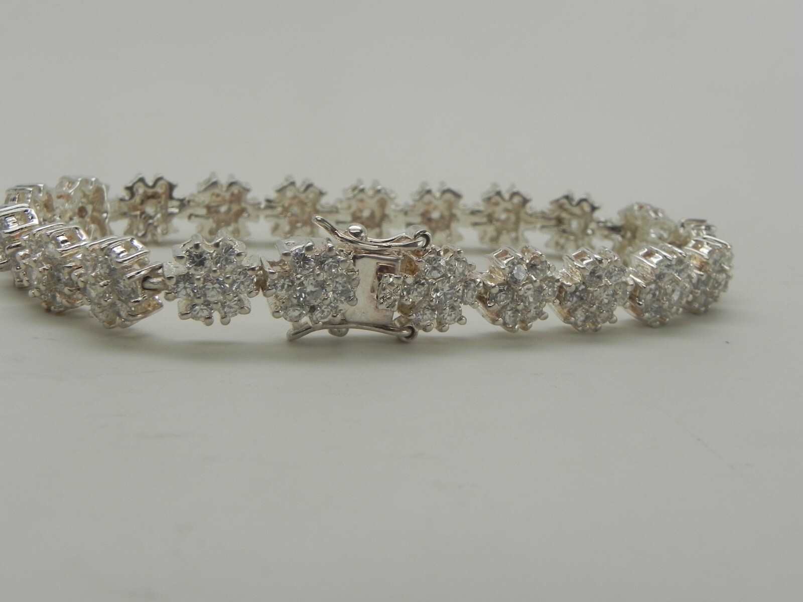 Stunning 7" Sterling Silver Simulated Diamond Bra… - image 4