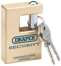 Draper H/SEC.RECT.BRASS PADLOCK 63MM 64201 Close Shackle Brass Padlocks