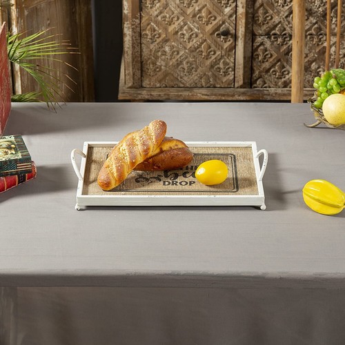 Wooden Serving Tray with Handles, 16 Inch Rustic Tray for Ottoman, Rectangle Dec - Picture 5 of 8