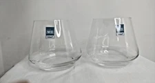 2 Schott Zwiesel Tritan Steemless  Whisky Crystal Glasses S/M Etched 4"X4" New