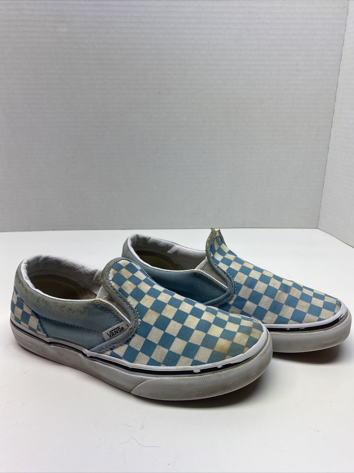 Vans Blue Checkerboard Slip On Shoes Size 3 kids Free Shipping
