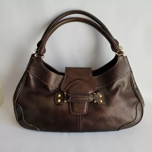 Vintage Tod's Brown Pebble Grain Leather Oversized Shoulder Bag Tote 16 inch