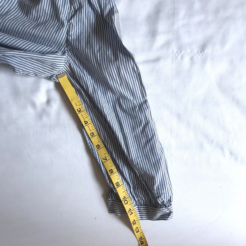 Madewell Wrap Top Indigo Austin Stripe Stripe Shirt White Blue Sz L M 3