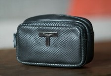 Tahari Black Leather Zip Bag