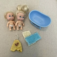 Vintage 1990’s Tyco Quints 2.5" Mini Babies Dolls Lot Number 3 4 Bassinet Flaws