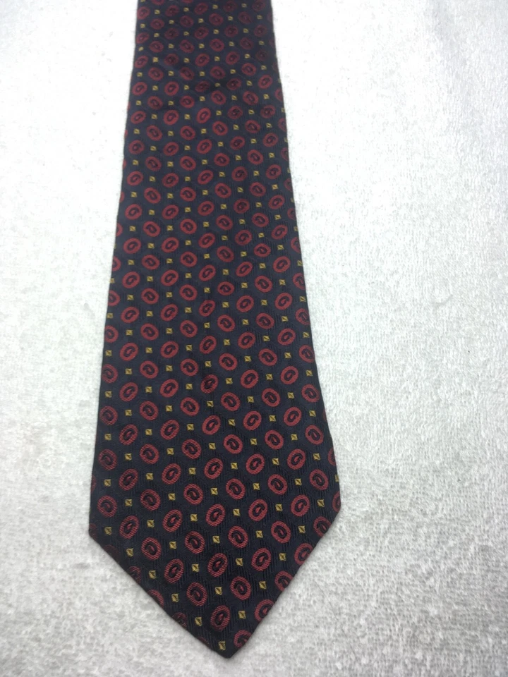 LANDS END CORBATA HOMBRE NEGRA CON ROJO Y DORADO 4 X 62 EXTRA LARGA Foto 2 de 4