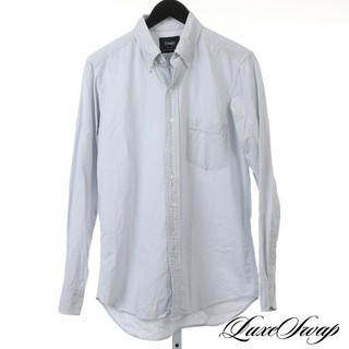 #1 MENSWEAR Drakes Made in England White Blue Stripe Oxford Cloth OCBD Shirt 16