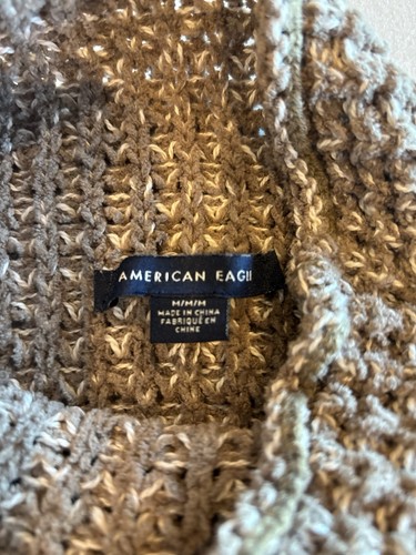 American Eagle braun & weiß Grobstrick Pullover Zopfmuster Stehkragen Gr. M - Bild 4 von 8