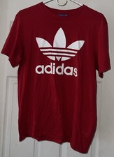 Adidas T-Shirt Mens Size Medium Red/White Short Sleeve