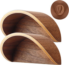 Cowboy Hat Rack for Wall, 2 Pack Wooden Hat Holder with Satin Finish Hat Hooks,
