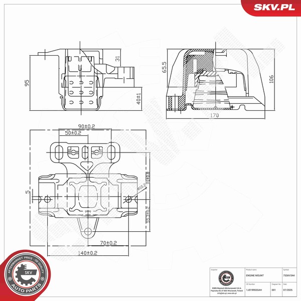 Motorlager Esen Skv 75SKV344 FüR Vw Golf 4 1J1 Bora 1 1J2 Variant 1J5 1J6 Jetta-image