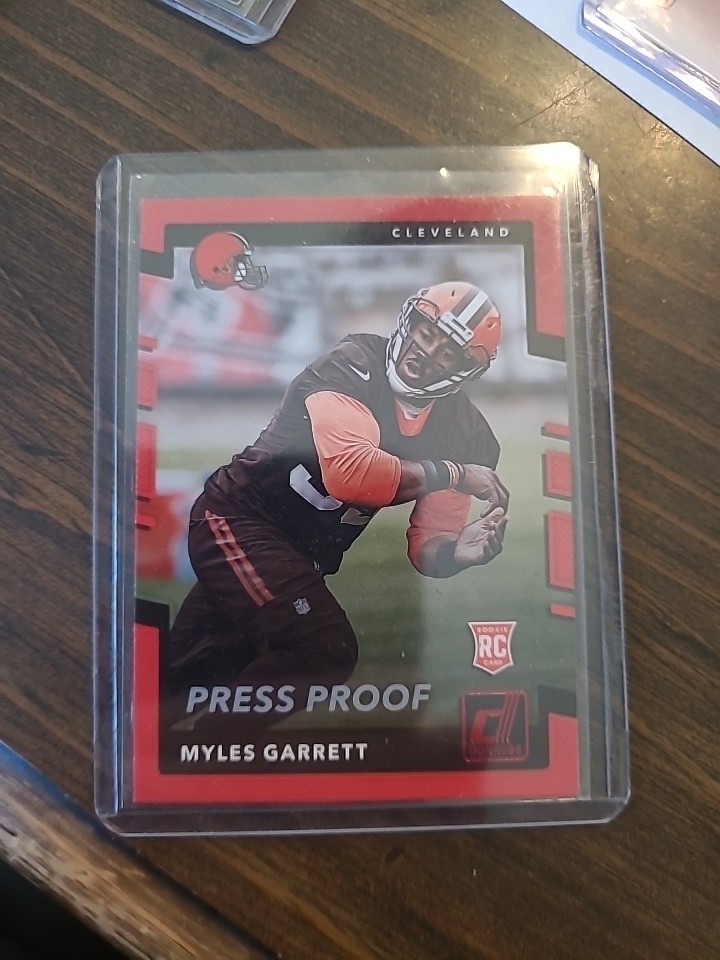 2017 Donruss #356 Myles Garrett Press Proof Red RC NFL Sack Leader