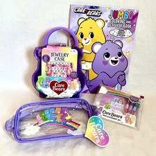 Care Bears Stationery Activity Set Jewelry Kit Coloring Book Pouch 4pc Bundle