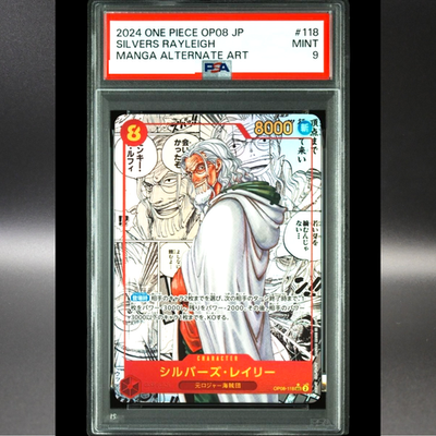 PSA 9 Rayleigh OP08-118 Manga Alt Art SEC Two Legends Japanese ONE