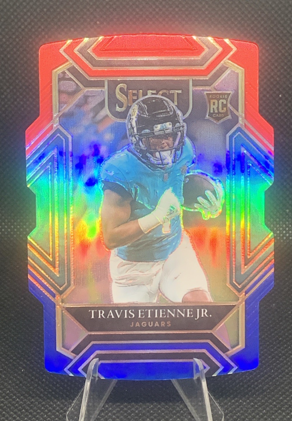 2021 Panini Select #254 Travis Etienne Jr. Red and Blue Prizm Die Cut Club Level