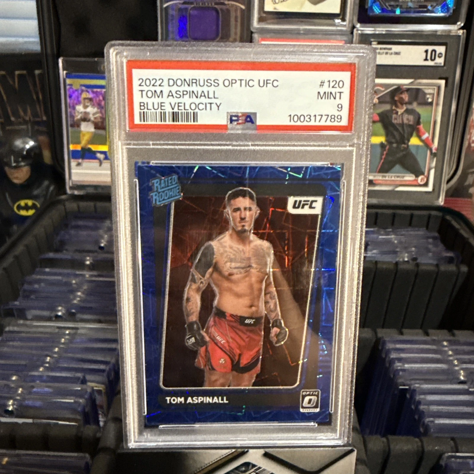 2022 Donruss Optic UFC - Rated Rookie Tom Aspinall #120 Blue Velocity Prizm (RC)