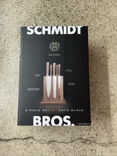 Schmidt Brothers Walnut and Brass Knife Block Set - 6-Piece