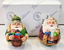 THE BRADFORD EXCHANGE ROMAN INC ROLY POLY SANTA THROUGH THE DECADES PAIR