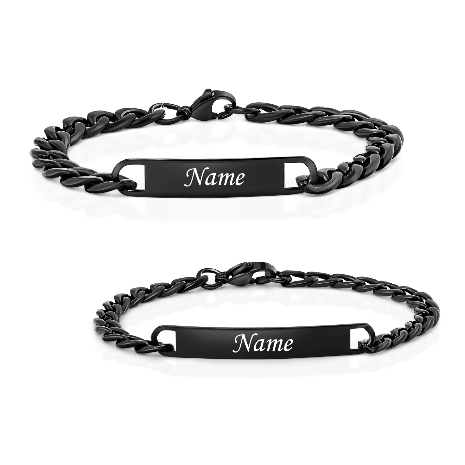 Engraved Black Bracelet | Partner Bracelet Women Men | Customisable