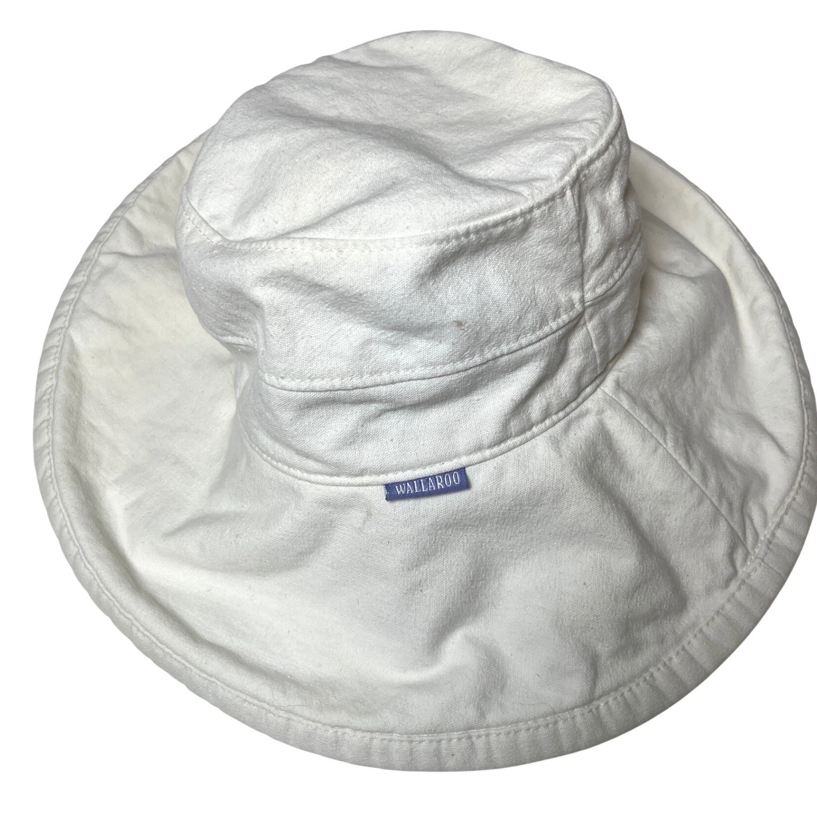 Wallaroo White Cotton Bucket Sun Hat Wide Brim Packable OS