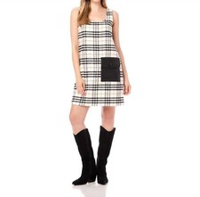 Karen Kane Plaid Shift Dress Cream