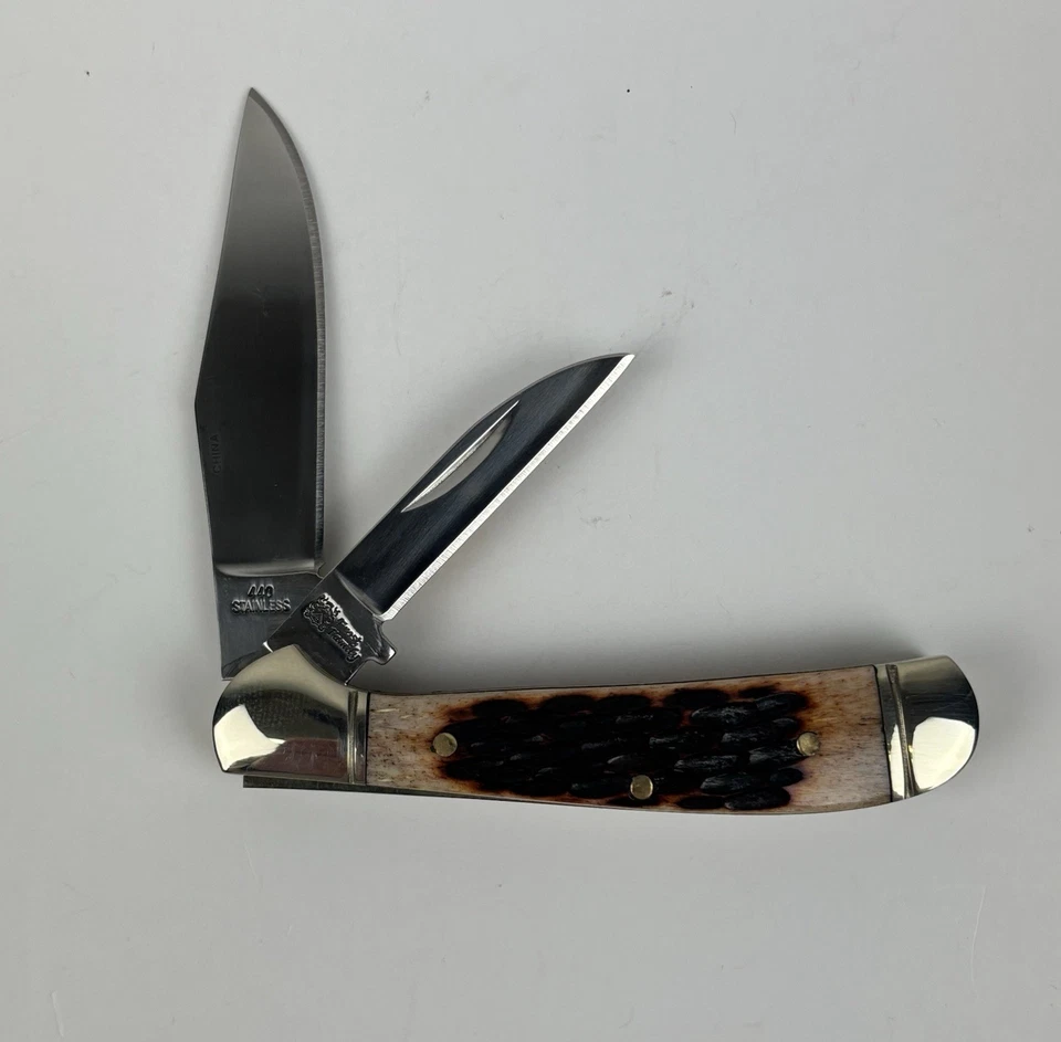 Cuchillo de bolsillo Frost Cutlery Family Series 3 1/2" cabeza de cobre mango de cuerno FF-104ROA Foto 2 de 4