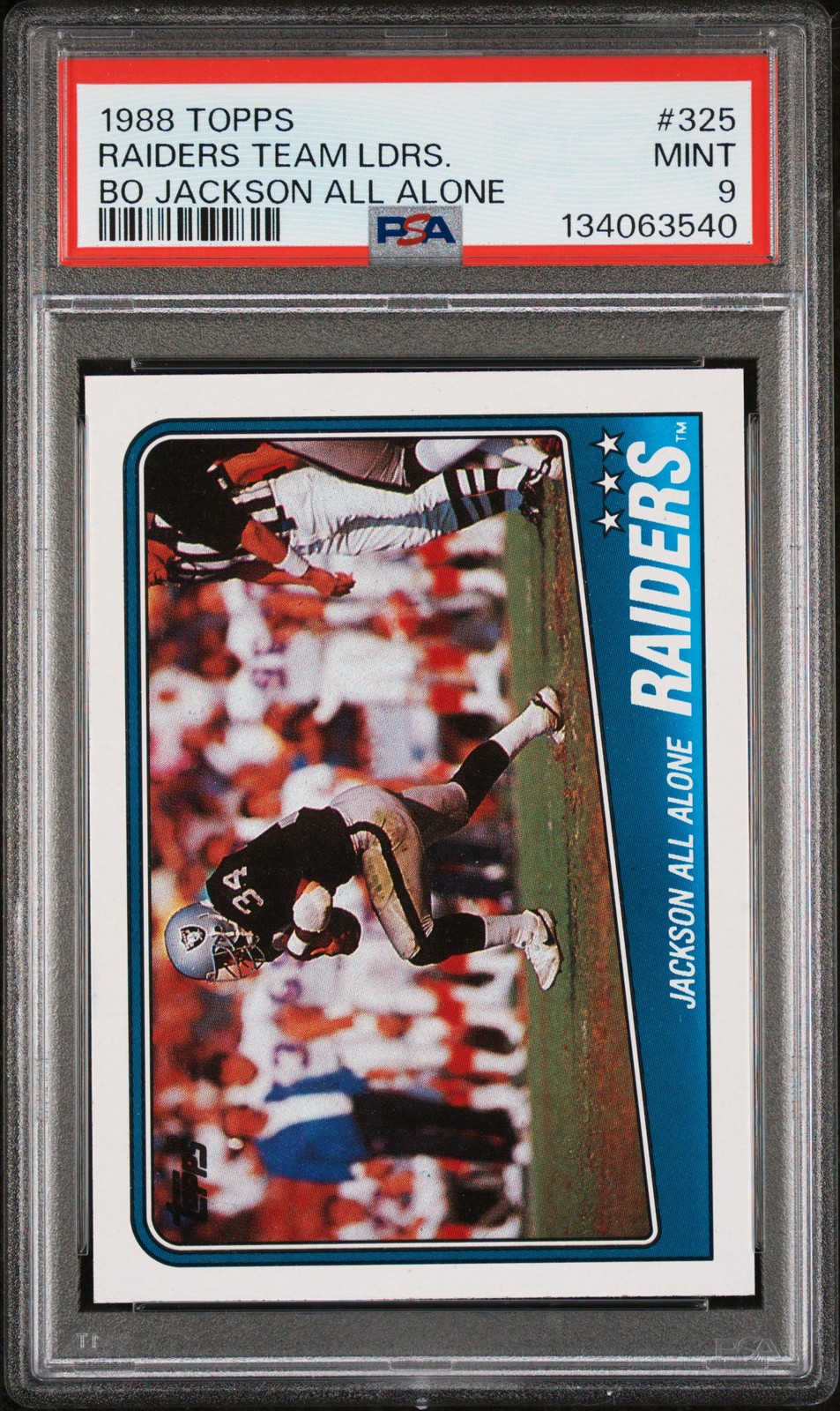 1988 TOPPS BO JACKSON ALL ALONE #325 RAIDERS TEAM LDRS. PSA 9