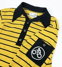 Vintage Wheels of Man BumbleBee Biking Shirt 1970s Men's Medium Yellow Striped