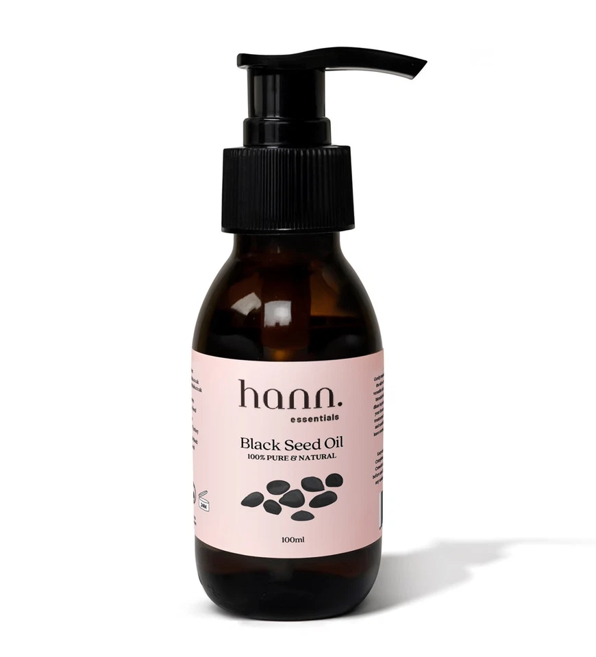 HANN ESSENTIALS Pure Undiluted Black Seed Oil, Glass Bottle, Pump Dispenser, 100ml