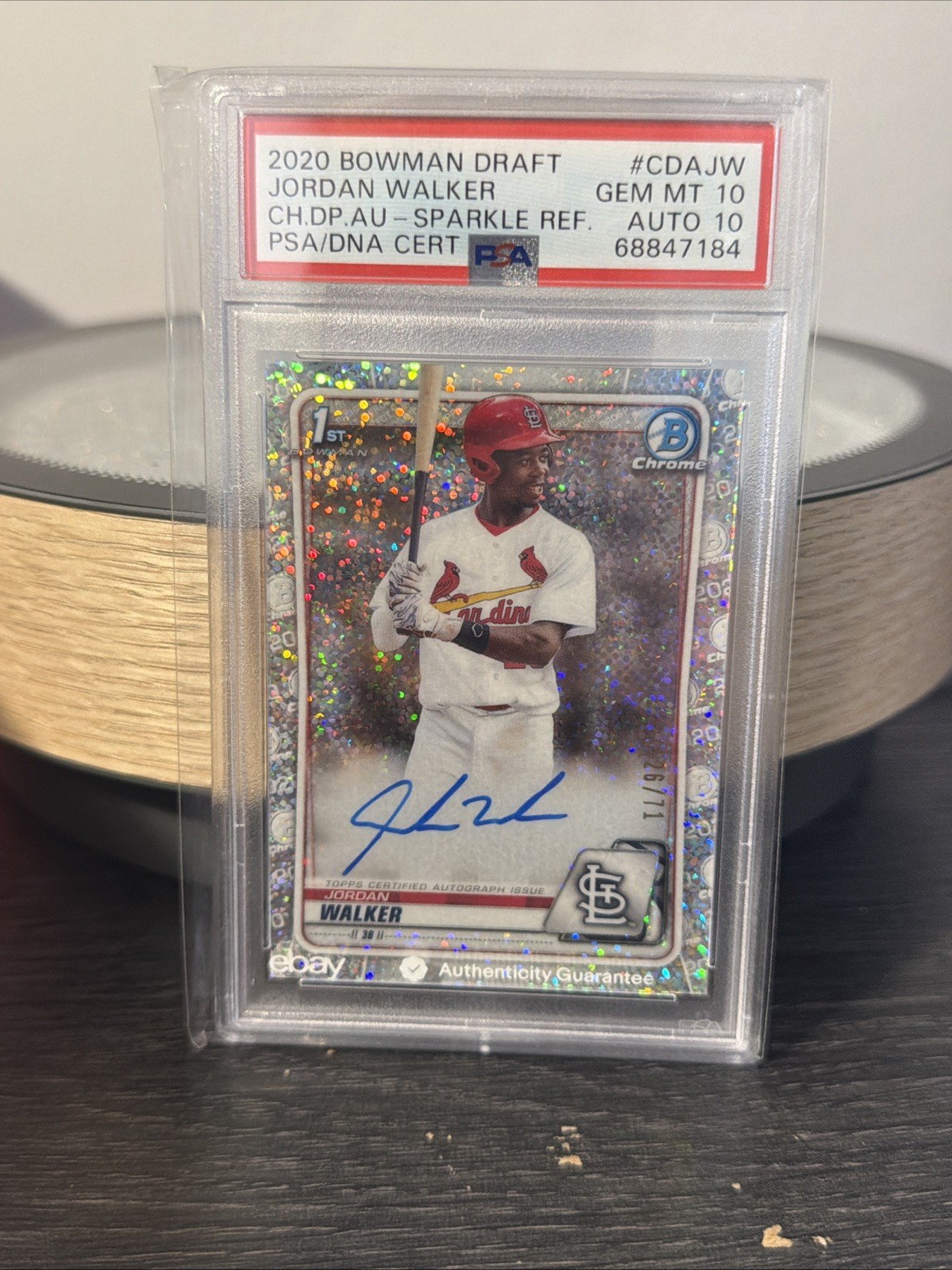 2020 Bowman Draft Jordan Walker 1st Bowman Auto Autograph Sparkle /71 PSA 10