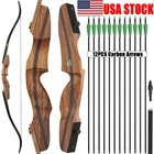 60" Takedown Recurve Bow 25-60lbs Wooden Riser Limbs Archery Hunting Shooting RH