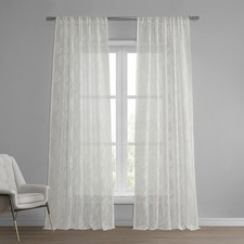 Patterned Linen Sheer Curtains For Living Room 50 X 108 1 Panel , Rod Pocket...