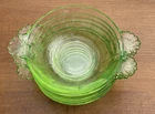 Set of 4 Vintage Hocking Green Uranium Glass Bowl/ Berry Bowl w/ Sunburst Edge