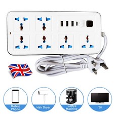 3M Electric Mains Power Extension Lead Cable 6 outlet 4 USB Ports Plug Socket UK