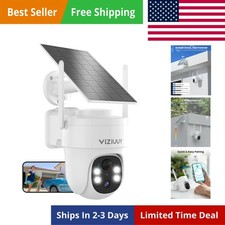 Solar Security Cameras Wireless Outdoor, 3MP Pan Tilt 360 WiFi Camera with Co...