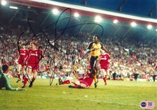MICHAEL THOMAS SIGNED ARSENAL ANFIELD 1989 12X8 PHOTO (ACG CERT AG18179)