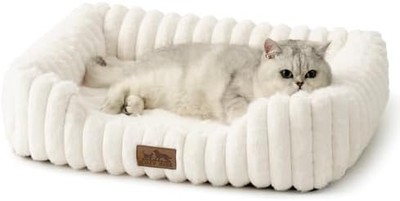 COZY KISS Orthopaedic Washable Pet Bed, Soft Faux Fur Basket, Non-Slip Pet Sofa